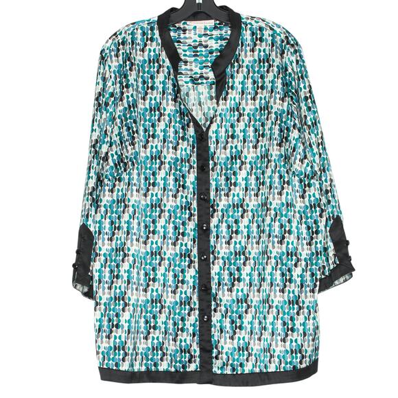 JM Collection Top Boho Retro Resort Minimalist Artsy Business Casual Button 22W - Picture 1 of 5